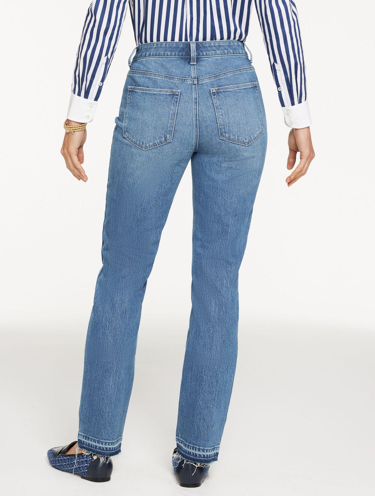 STRAIGHT LEG DROP HEM JEANS - MESEROLE WASH - CURVY FIT