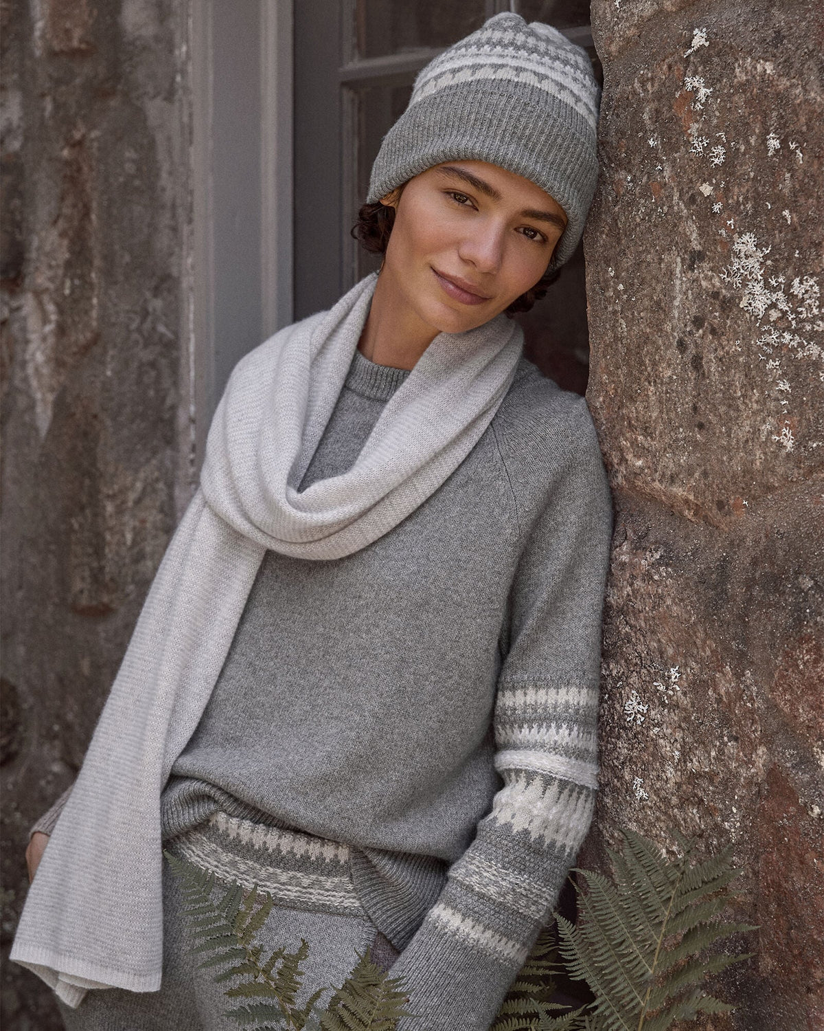 ORGANIC COTTON BLEND NOSTALGIC FAIR ISLE CREWNECK SWEATER