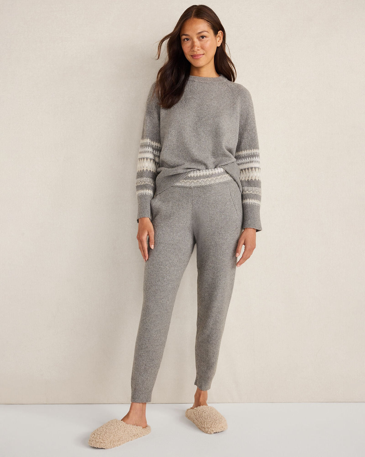 ORGANIC COTTON BLEND NOSTALGIC FAIR ISLE JOGGERS