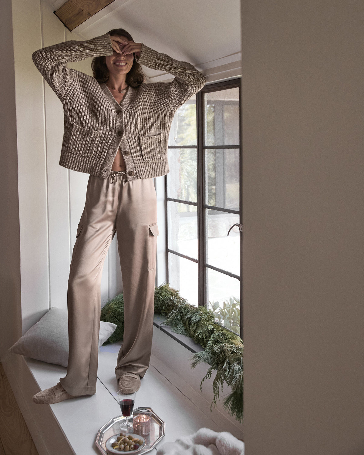 LUREX BLEND SHAKER STITCH CARDIGAN