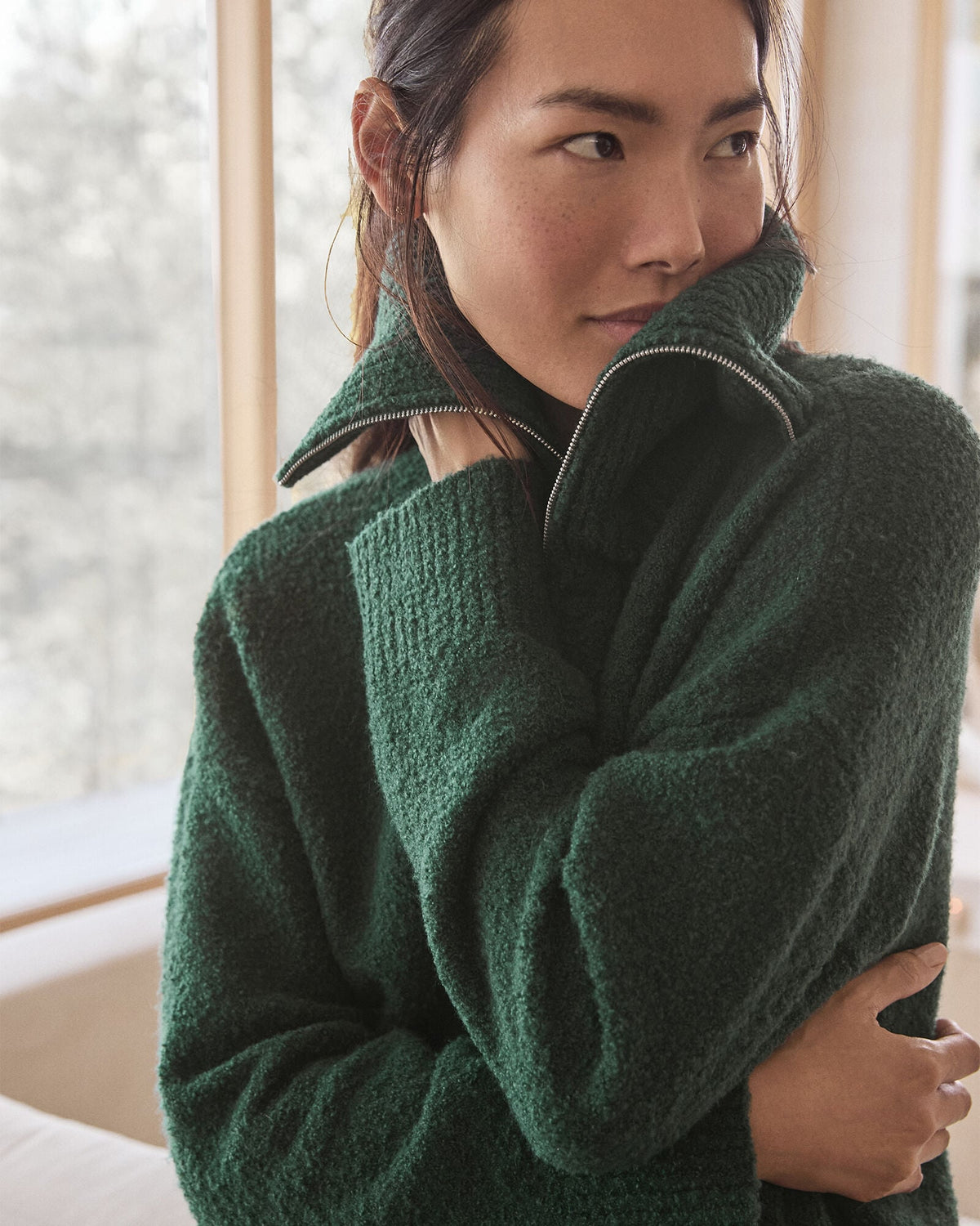 BOUCLE HALF-ZIP PULLOVER