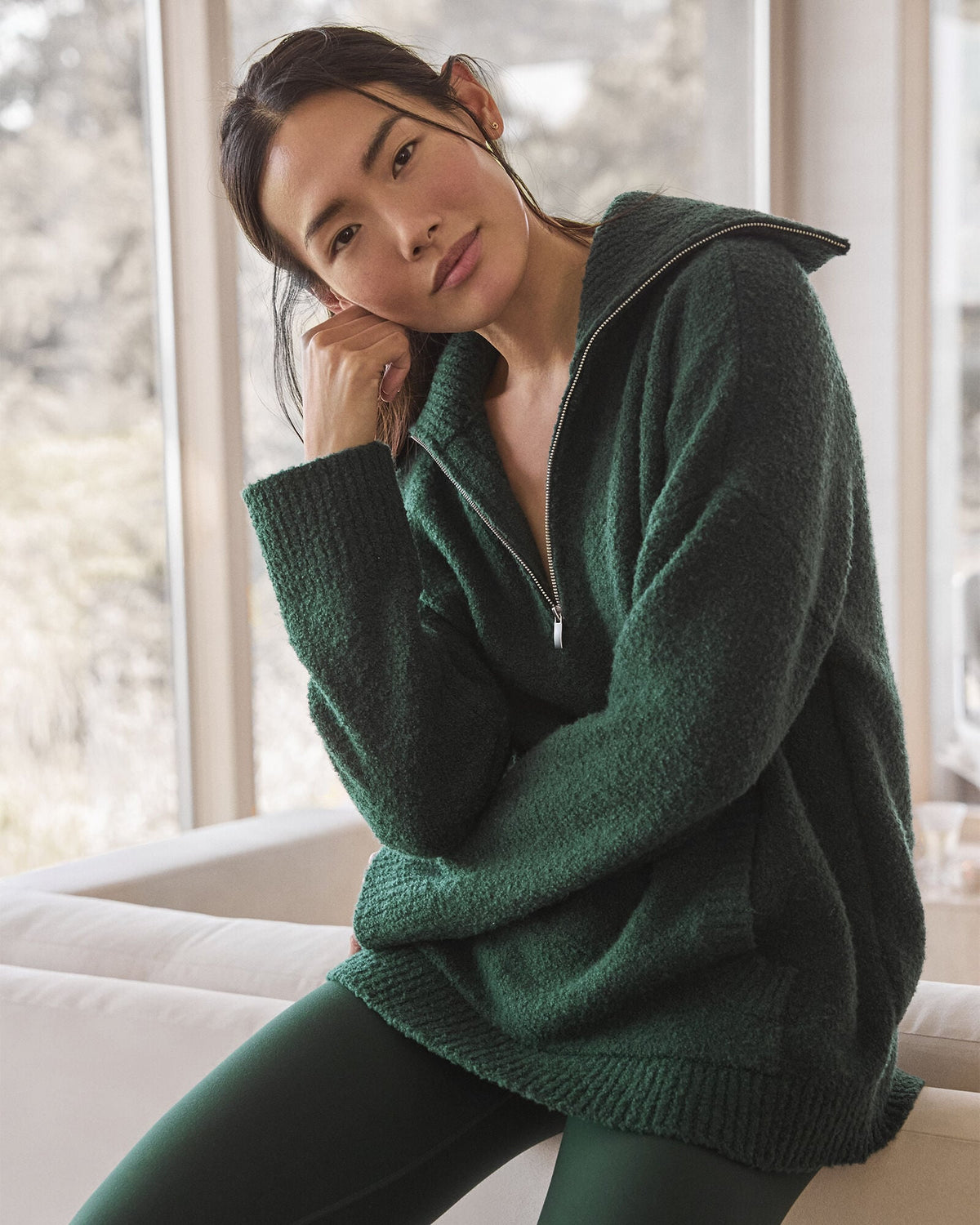 BOUCLE HALF-ZIP PULLOVER