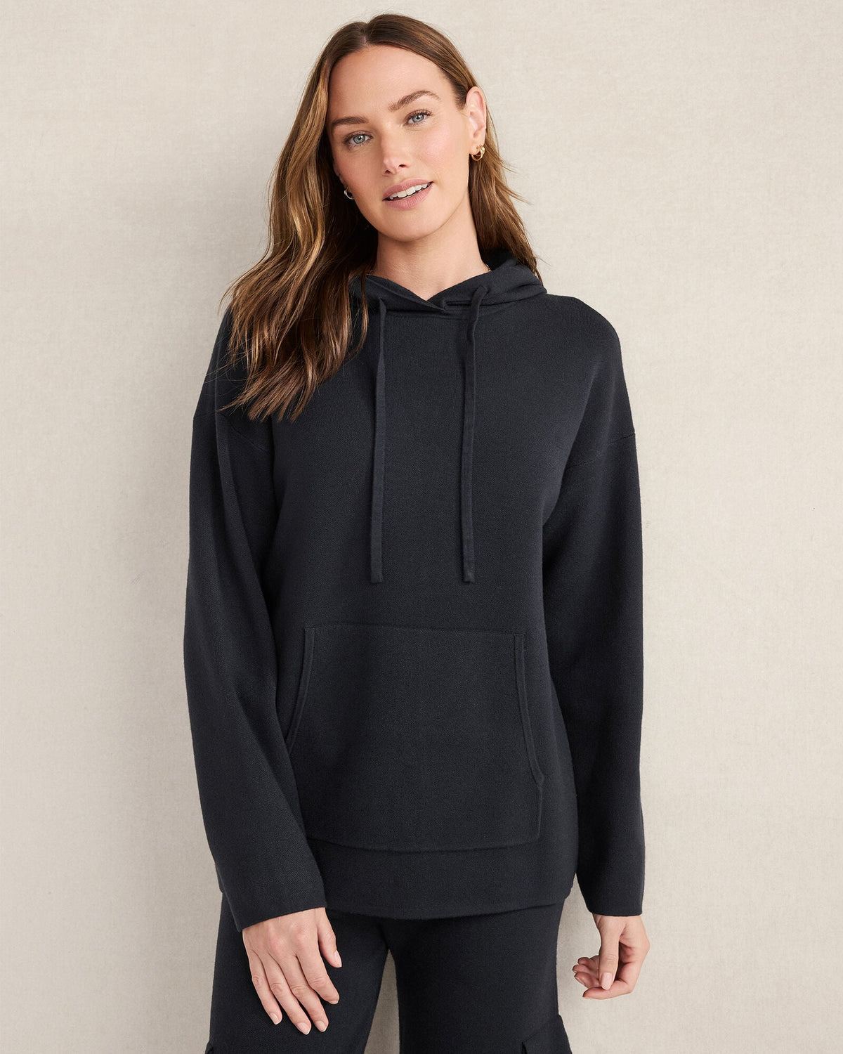 VISCOSE BLEND LONG SLEEVE HOODIE