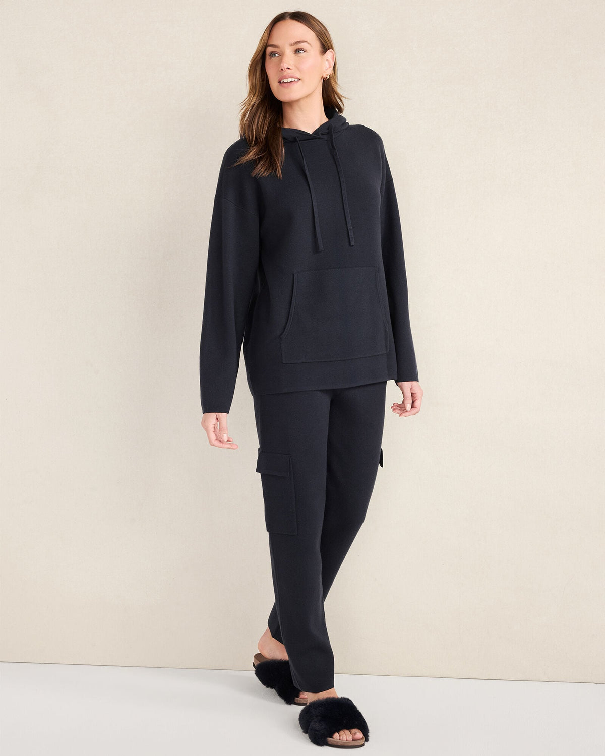 VISCOSE BLEND LONG SLEEVE HOODIE