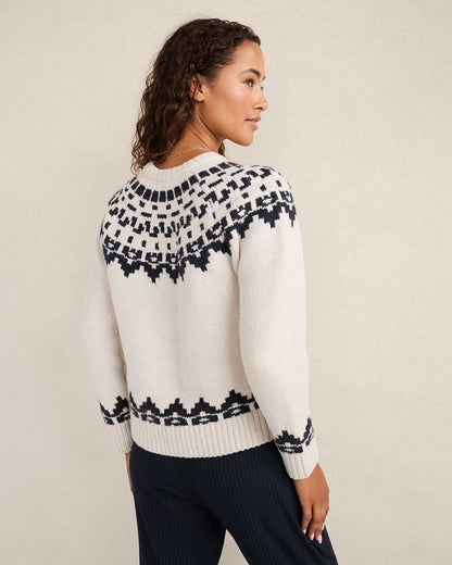 ORGANIC COTTON BLEND JUNEAU FAIR ISLE CREWNECK SWEATER