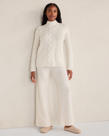 CASHMERE CABLE MOCKNECK SWEATER