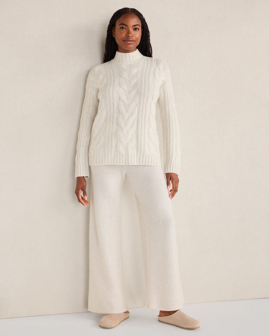 CASHMERE CABLE MOCKNECK SWEATER