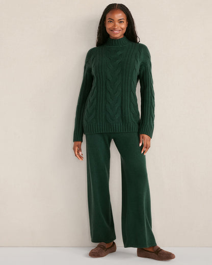 CASHMERE CABLE MOCKNECK SWEATER