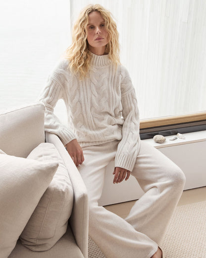 CASHMERE CABLE MOCKNECK SWEATER