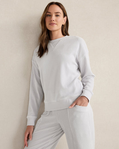 CORDED VELOUR CREWNECK PULLOVER