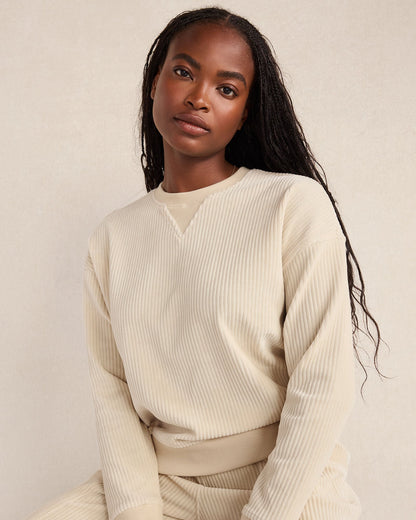 CORDED VELOUR CREWNECK PULLOVER