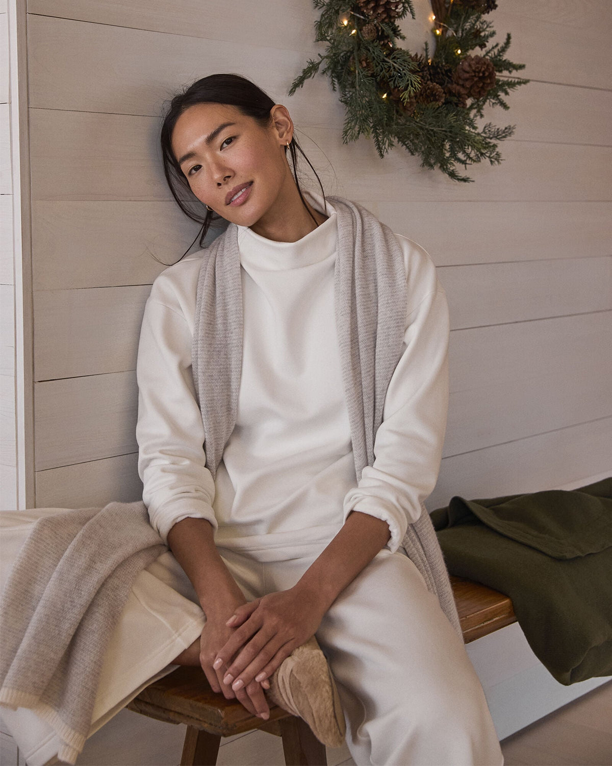 SOFT-BRUSHED FLEECE FUNNEL NECK PULLOVER
