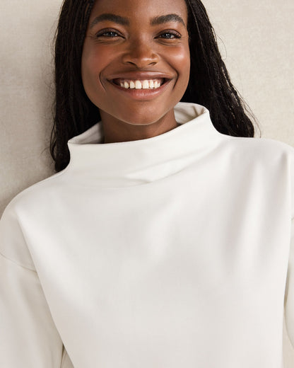 SOFT-BRUSHED FLEECE FUNNEL NECK PULLOVER