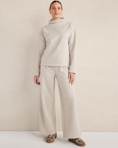 SOFT-BRUSHED FLEECE FUNNEL NECK PULLOVER