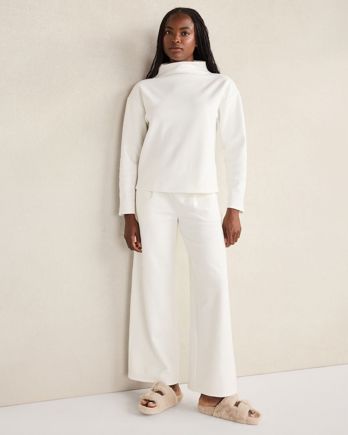 SOFT-BRUSHED FLEECE WIDE LEG PANTS