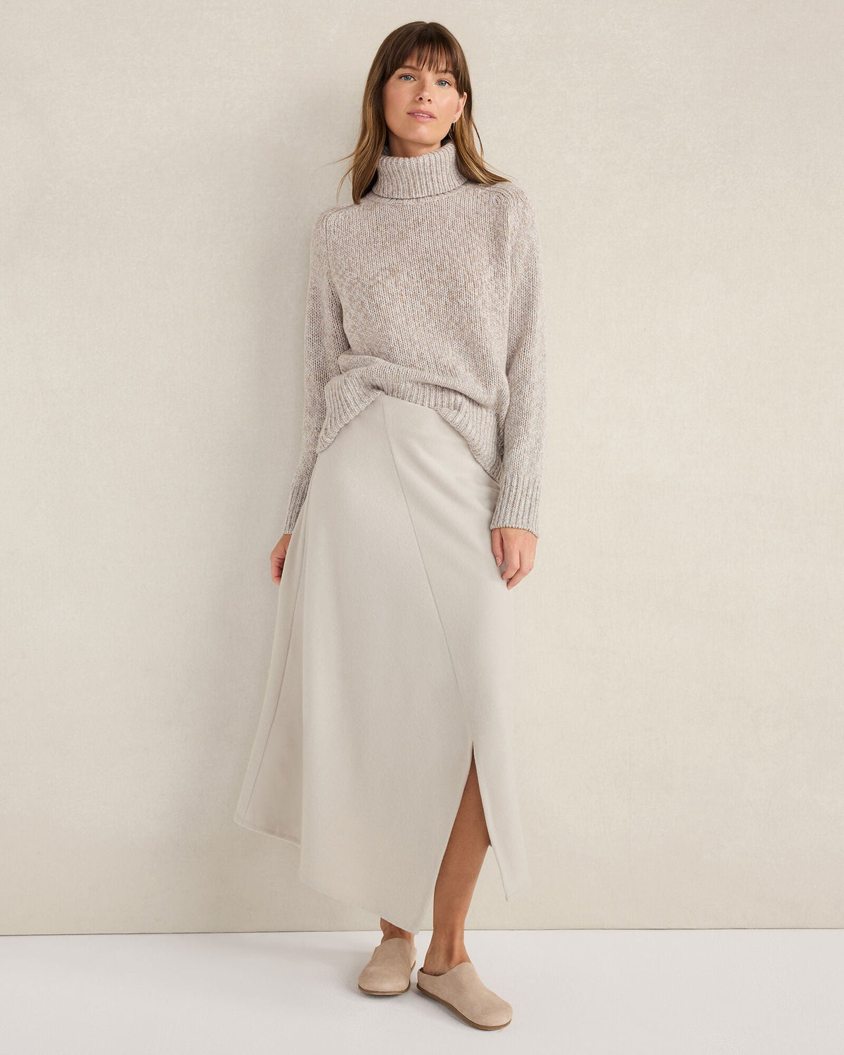 WOOL BLEND SPLIT HEM SKIRT
