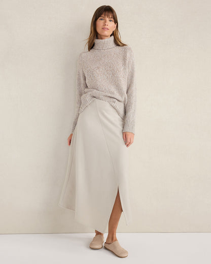WOOL BLEND SPLIT HEM SKIRT