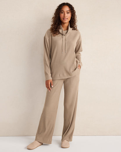 OTTOMAN RIB COWL NECK TOP