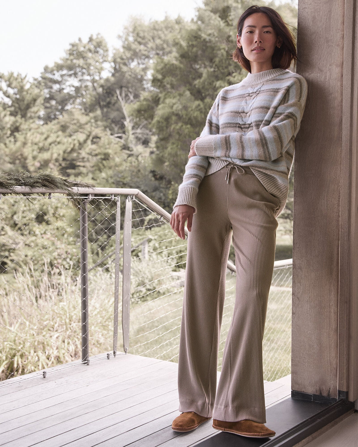 OTTOMAN RIB STRAIGHT LEG PANTS