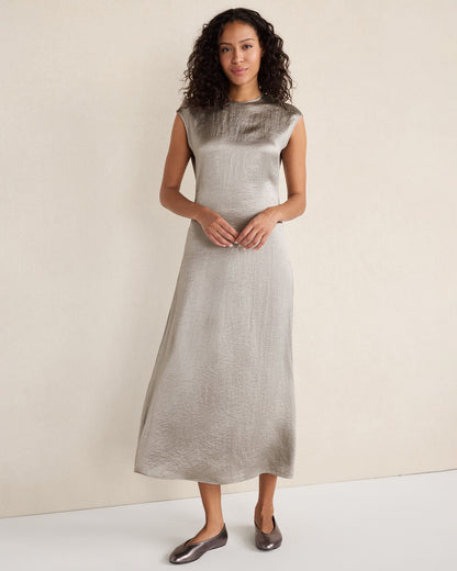 LUXE CRINKLE SHINE MIDI DRESS