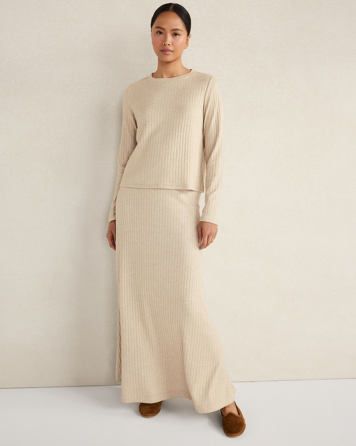 LUREX RIB KNIT MAXI SKIRT