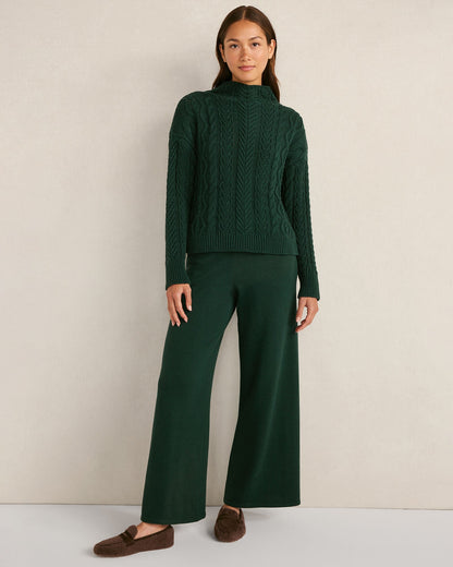 ORGANIC COTTON CABLE MOCKNECK SWEATER