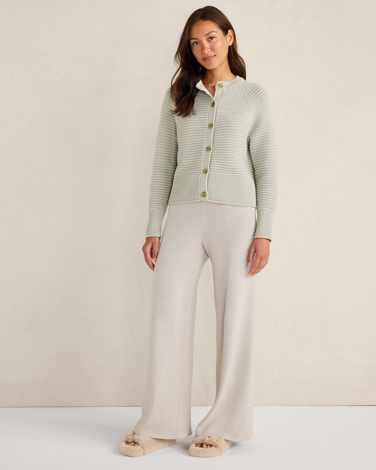 ORGANIC COTTON HORIZONTAL STITCH CARDIGAN