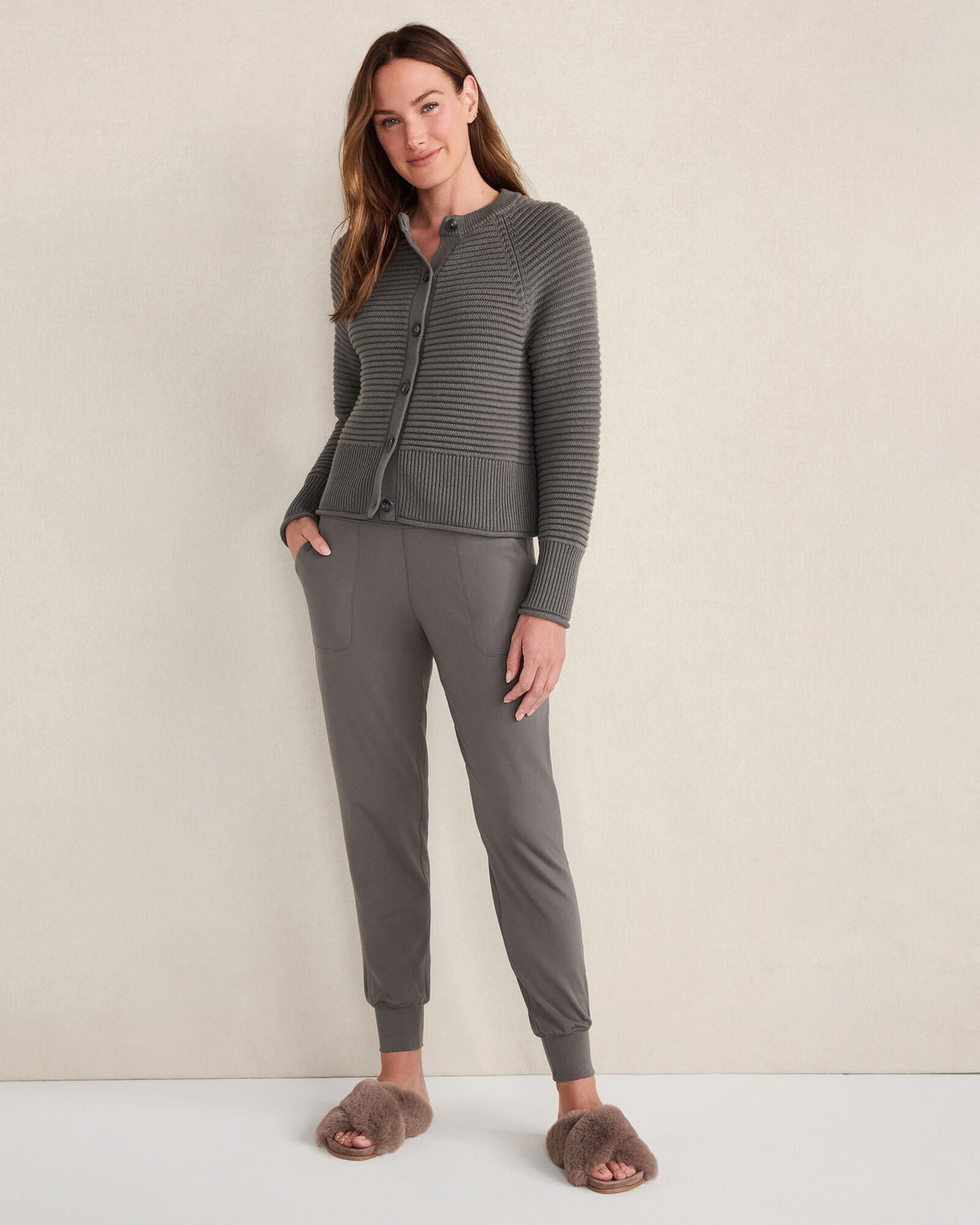 ORGANIC COTTON HORIZONTAL STITCH CARDIGAN