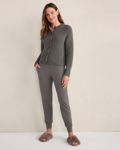ORGANIC COTTON HORIZONTAL STITCH CARDIGAN
