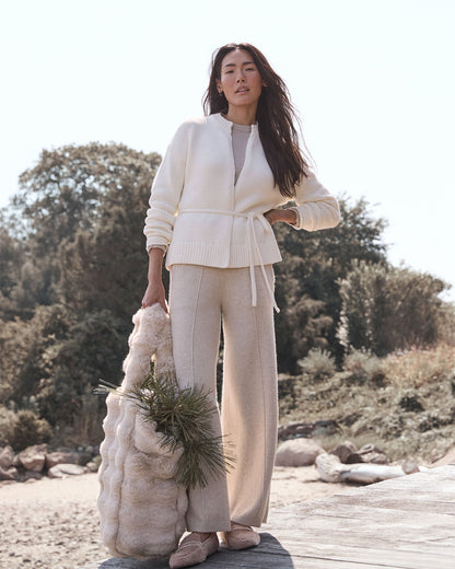 CHUNKY COTTON BLEND BELTED CARDIGAN