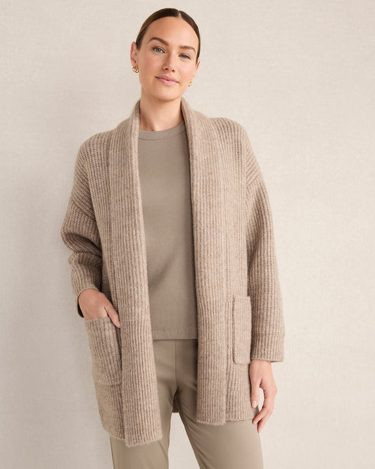 LOFTY KNIT SHAWL COLLAR CARDIGAN