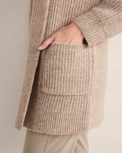 LOFTY KNIT SHAWL COLLAR CARDIGAN