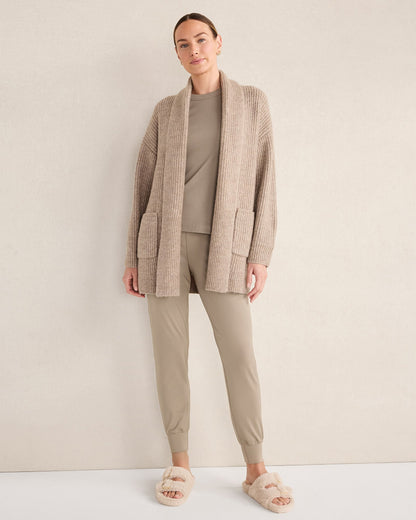 LOFTY KNIT SHAWL COLLAR CARDIGAN