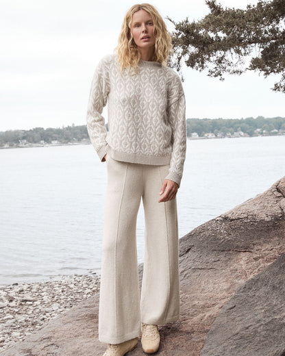 ORGANIC COTTON BLEND DIAMOND STITCH SWEATER