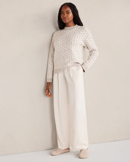 ORGANIC COTTON BLEND DIAMOND STITCH SWEATER