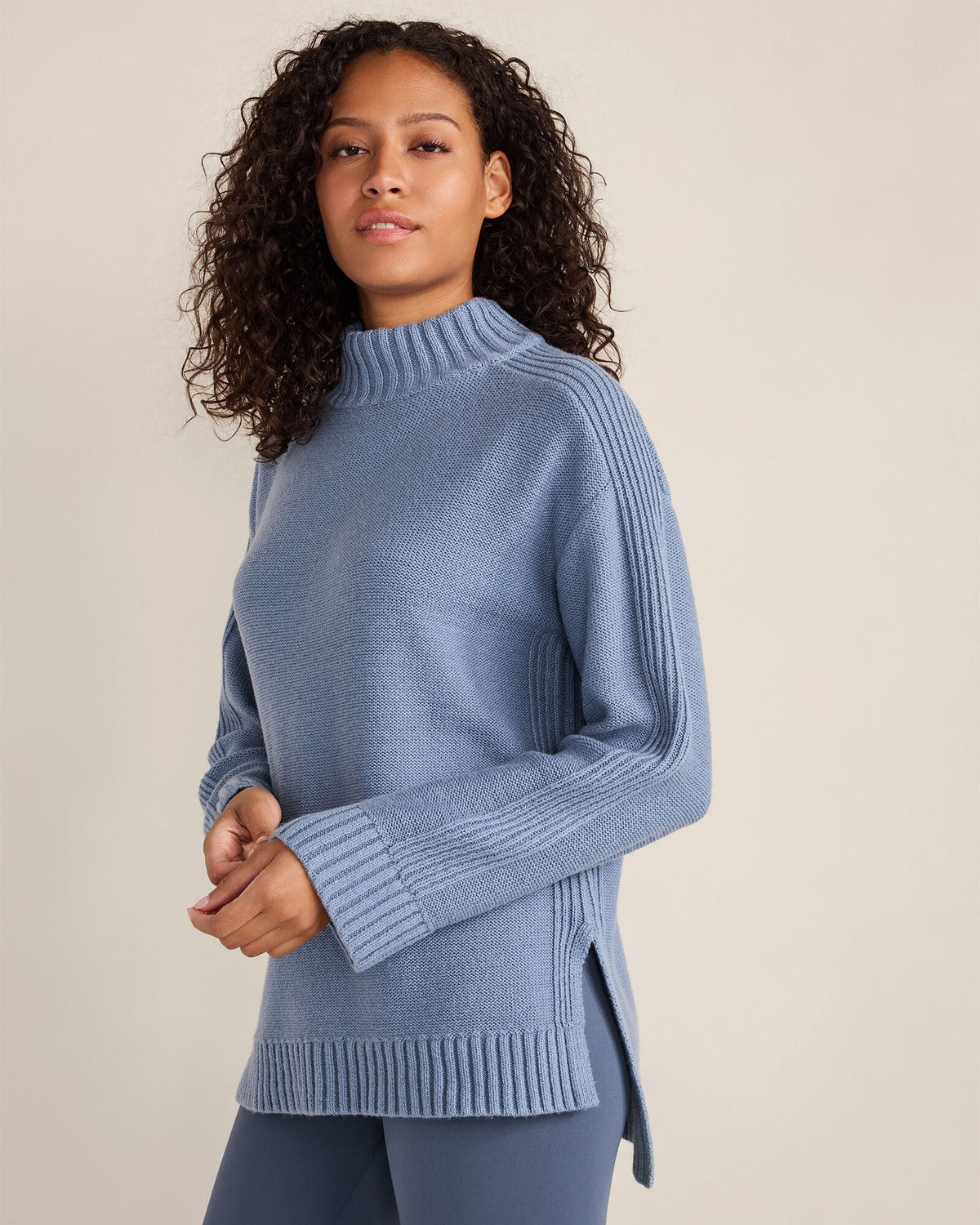 COTTON BLEND MOCKNECK SWEATER