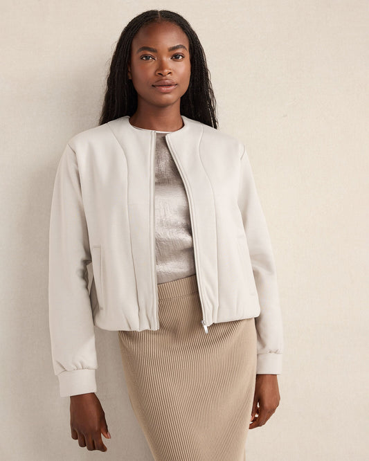 SOFT-BRUSHED FLEECE BUBBLE BOMBER