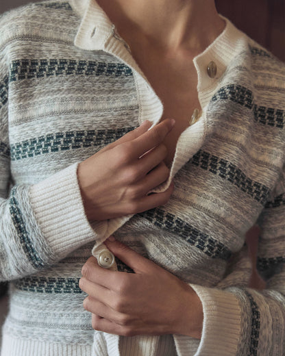 WOOL BLEND FAIR ISLE CARDIGAN