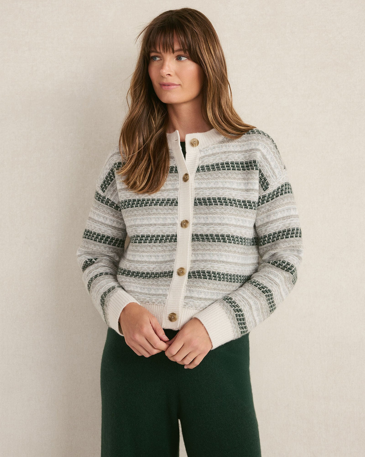 WOOL BLEND FAIR ISLE CARDIGAN