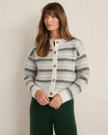 WOOL BLEND FAIR ISLE CARDIGAN