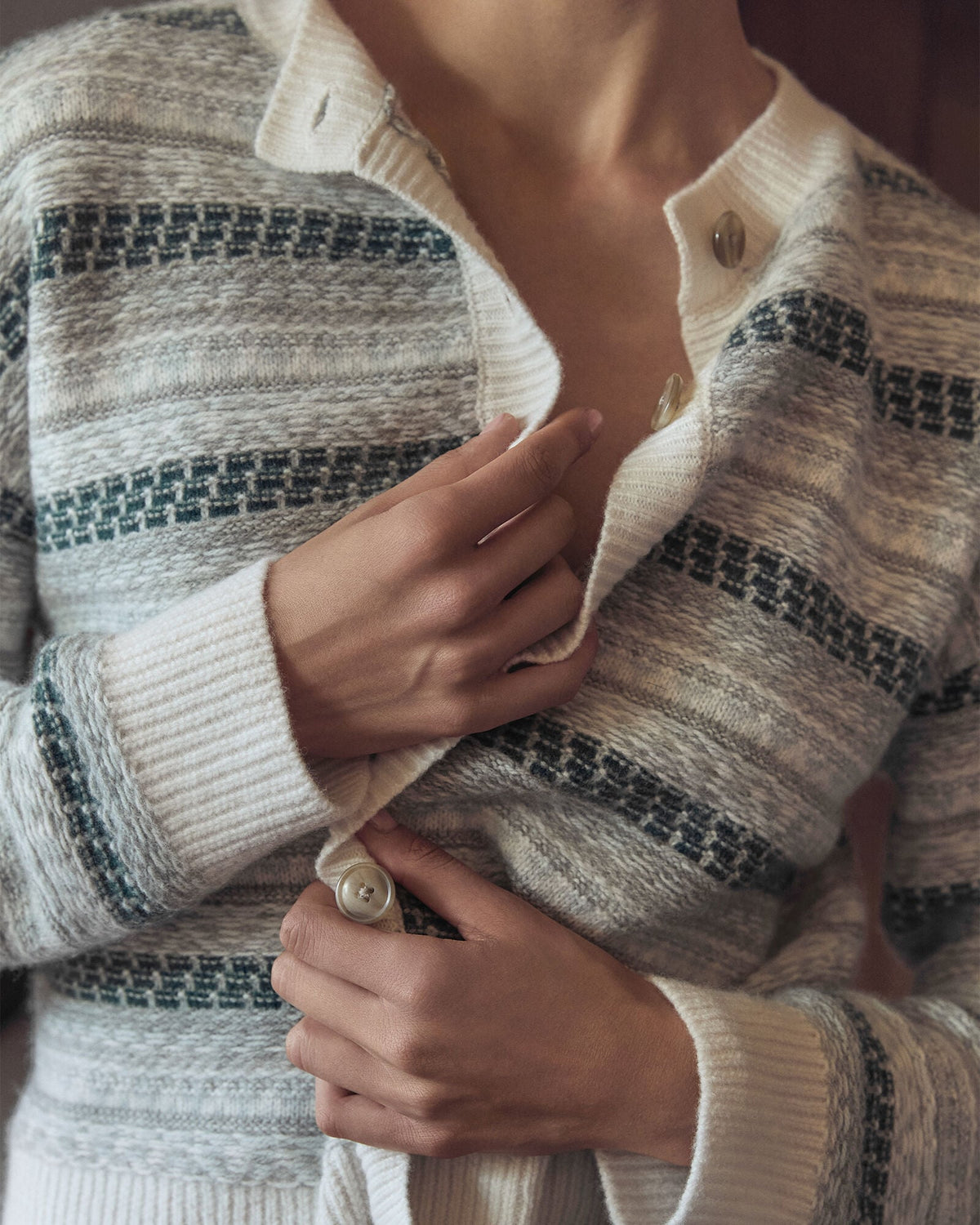 WOOL BLEND FAIR ISLE CARDIGAN