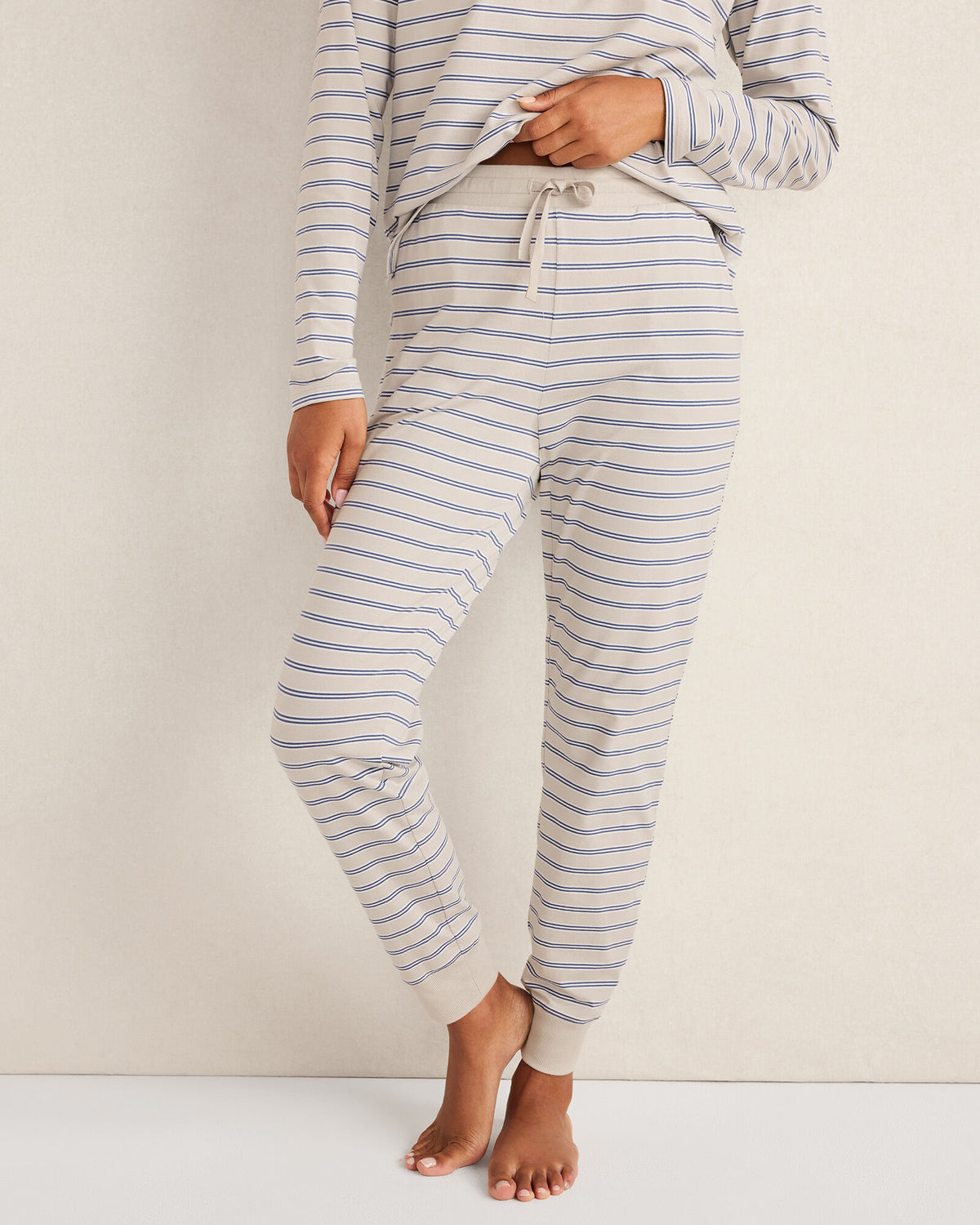 ORGANIC COTTON JERSEY STRIPE JOGGERS