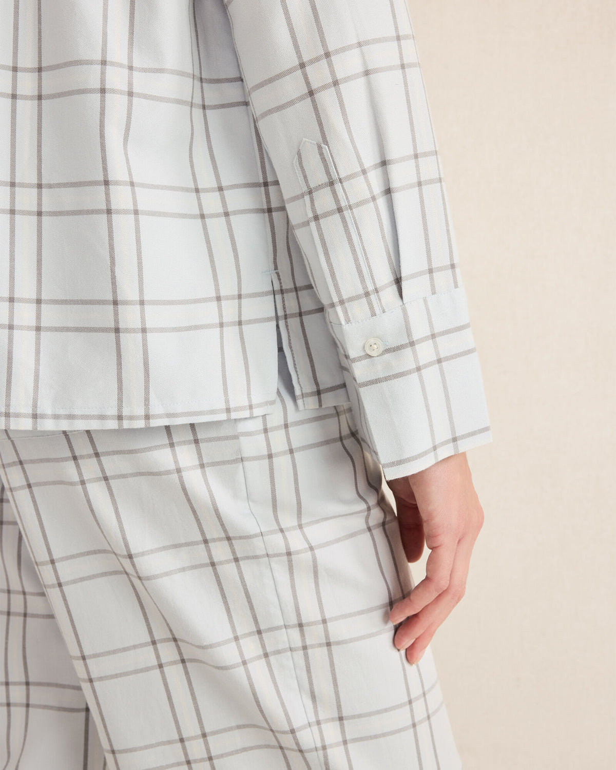 LIGHTWEIGHT FLANNEL WINDOWPANE PAJAMA TOP