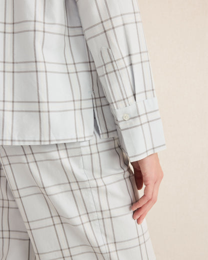 LIGHTWEIGHT FLANNEL WINDOWPANE PAJAMA TOP