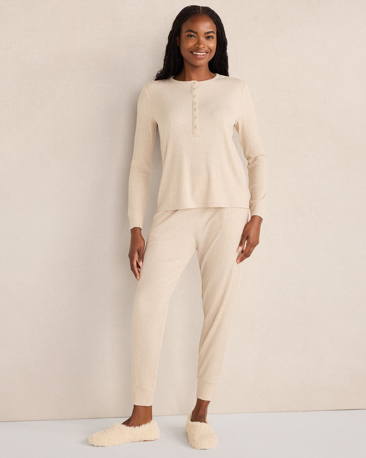 DRAPEY RIB KNIT HENLEY