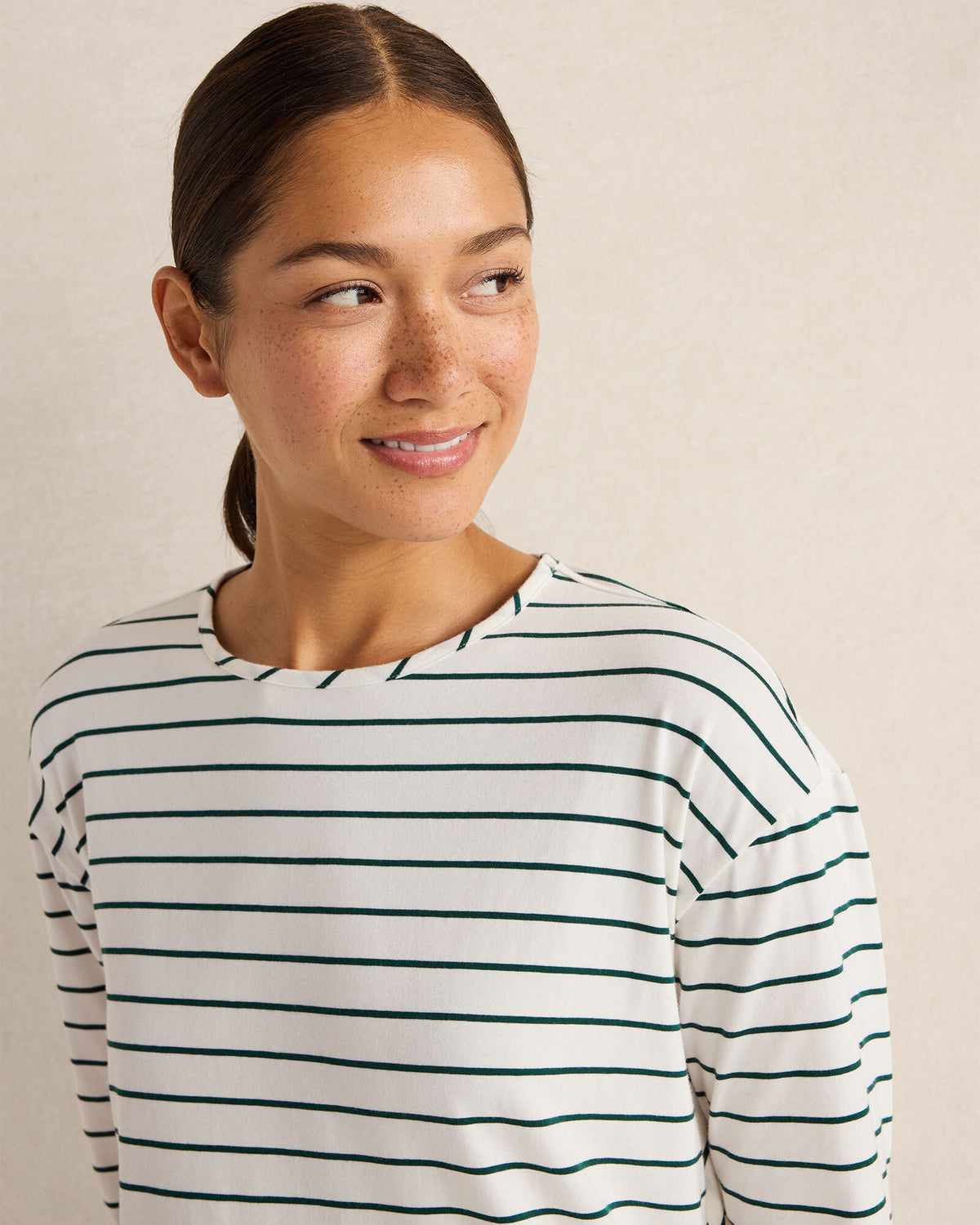 ORGANIC COTTON JERSEY STRIPE SLEEP DRESS