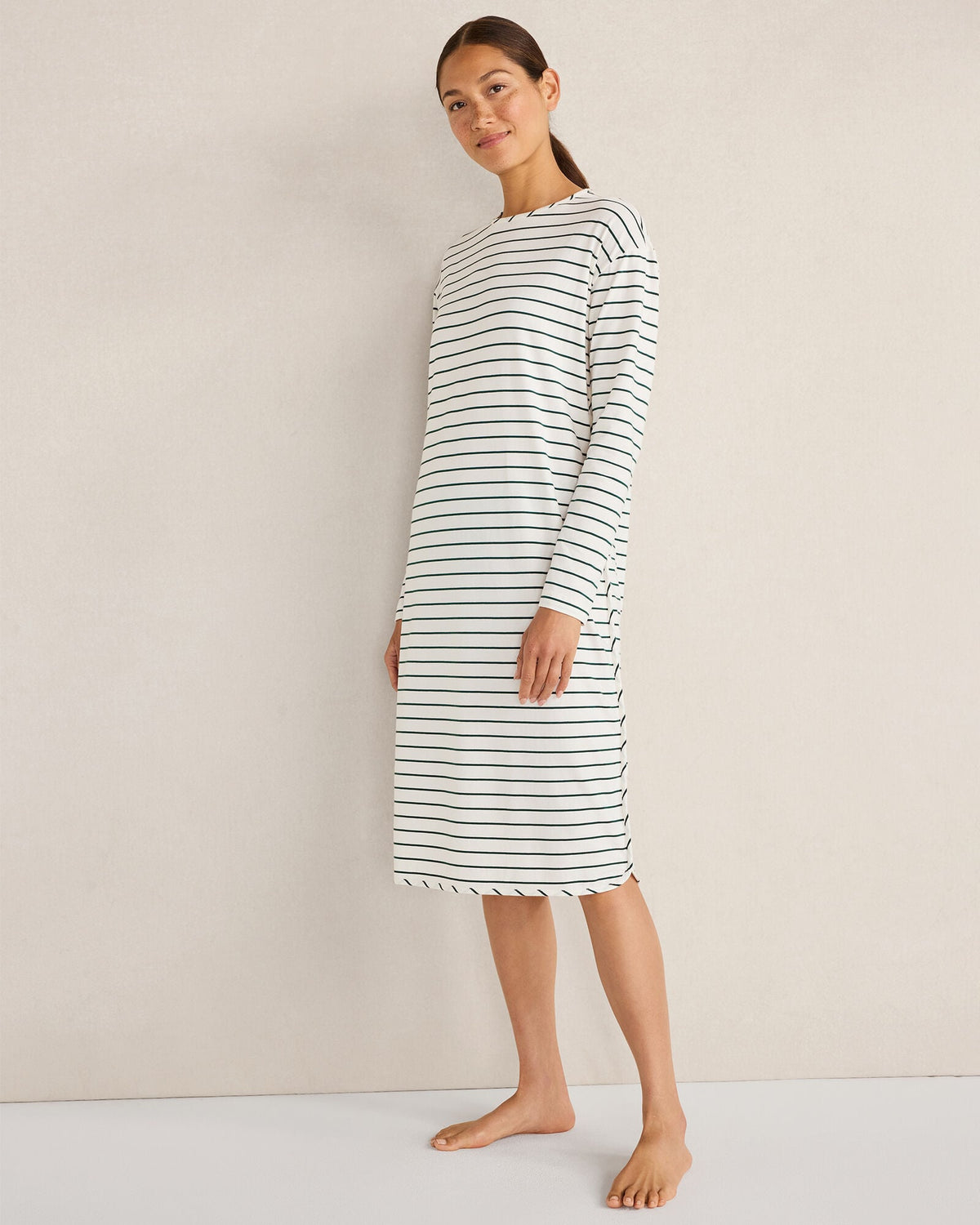 ORGANIC COTTON JERSEY STRIPE SLEEP DRESS