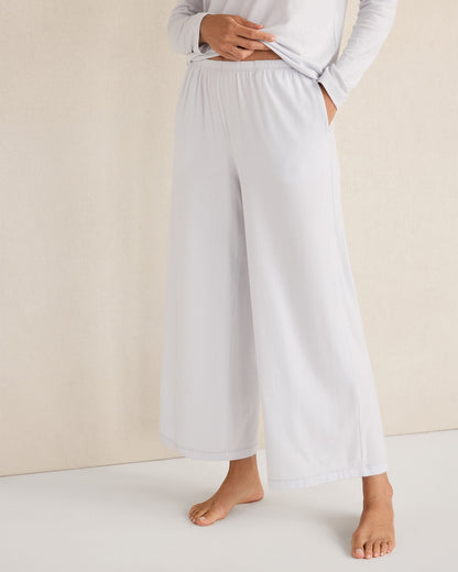 COTTON MODAL BRUSHED JERSEY WIDE LEG PANTS
