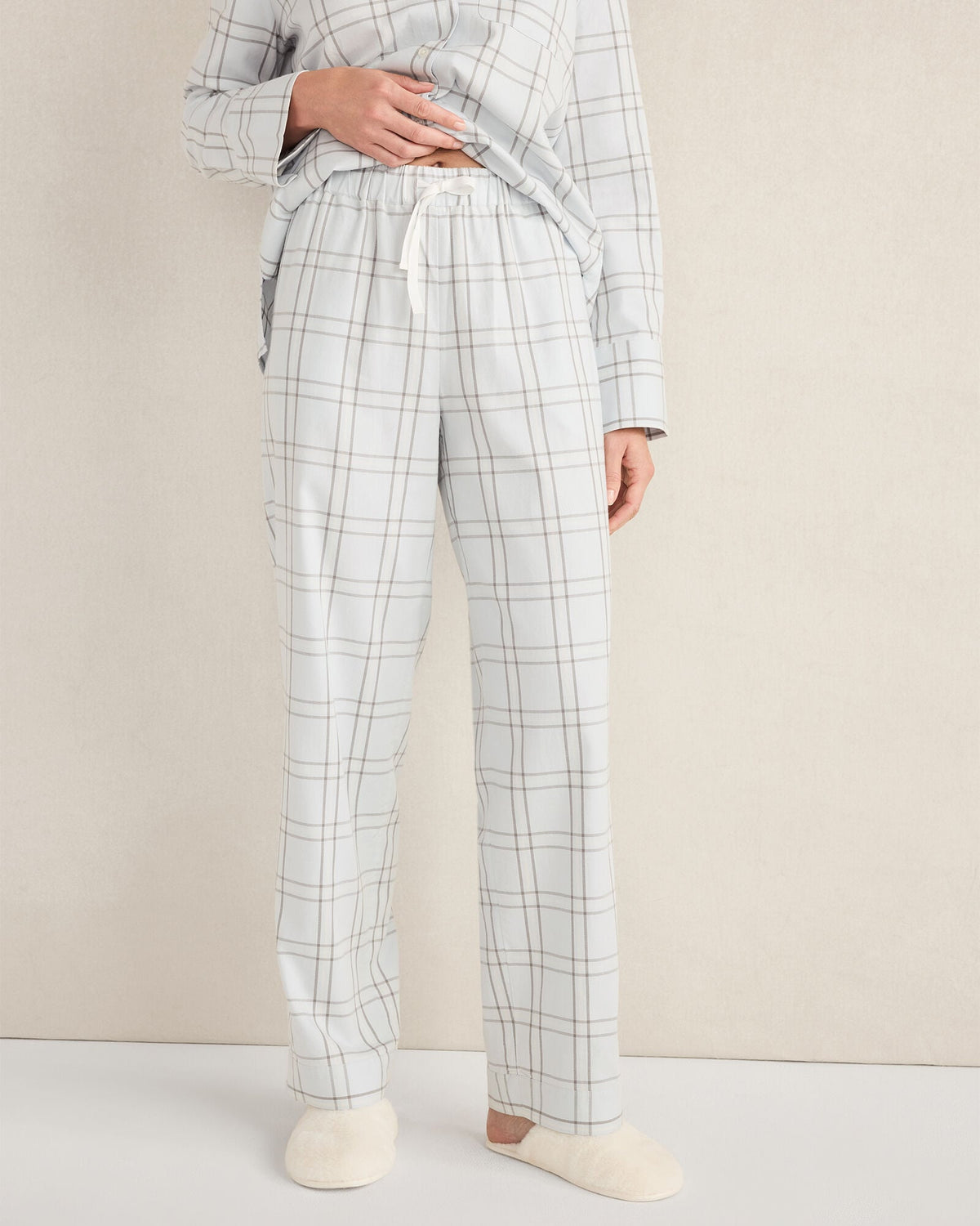 LIGHTWEIGHT FLANNEL WINDOWPANE PAJAMA PANTS
