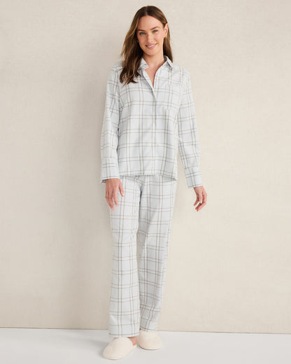 LIGHTWEIGHT FLANNEL WINDOWPANE PAJAMA PANTS